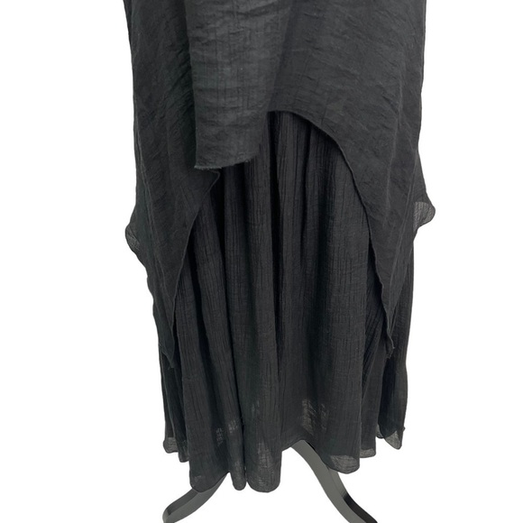 RED Coral Black Crepe Short Sleeve Midi Dress Size S - Picture 10 of 10